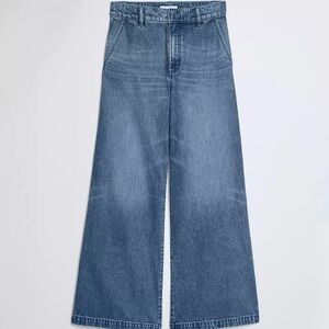 LOFT Trouser Jeans High Rise Wide Leg Vintage Wash Flare Denim Worn Once